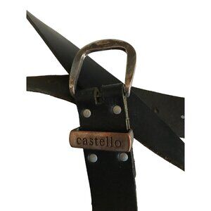 Castello Black Leather‎ Mens Belt With Silver Buckle 95-100 CM 38-40 Inches